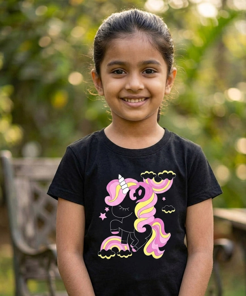 Girls Printed Half Sleeve Cotton Tshirt