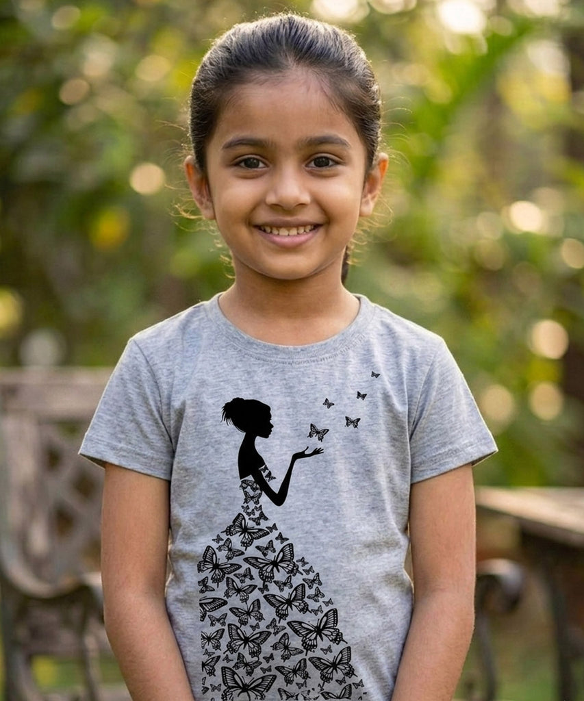 Girls Printed Half Sleeve Cotton Tshirt