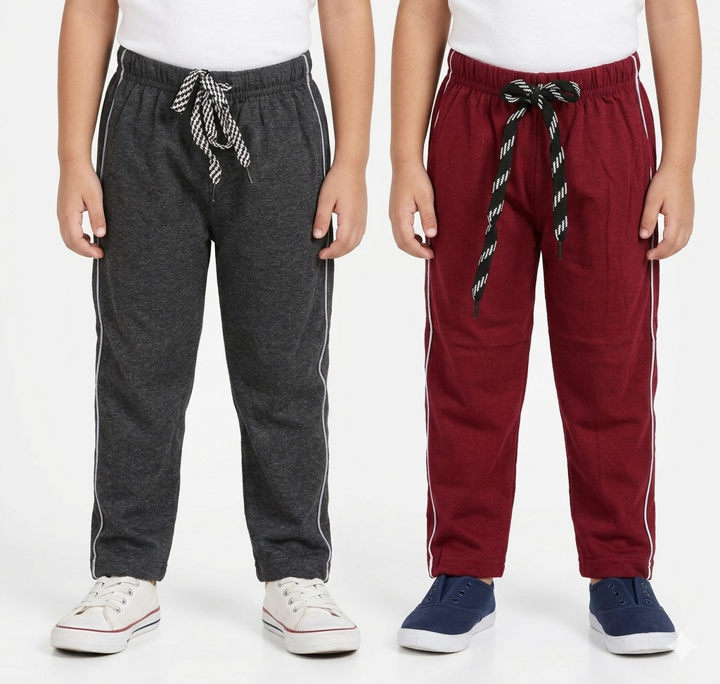 Unisex Kids Cotton Casual Track Pant - Combo