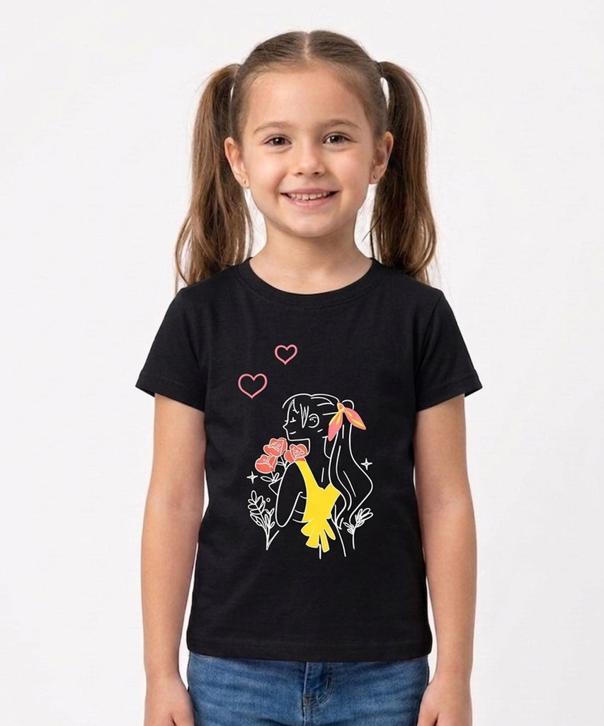 Girls Printed Half Sleeve Cotton T-shirt