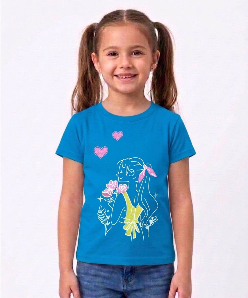 Girls Printed Half Sleeve Cotton T-shirt
