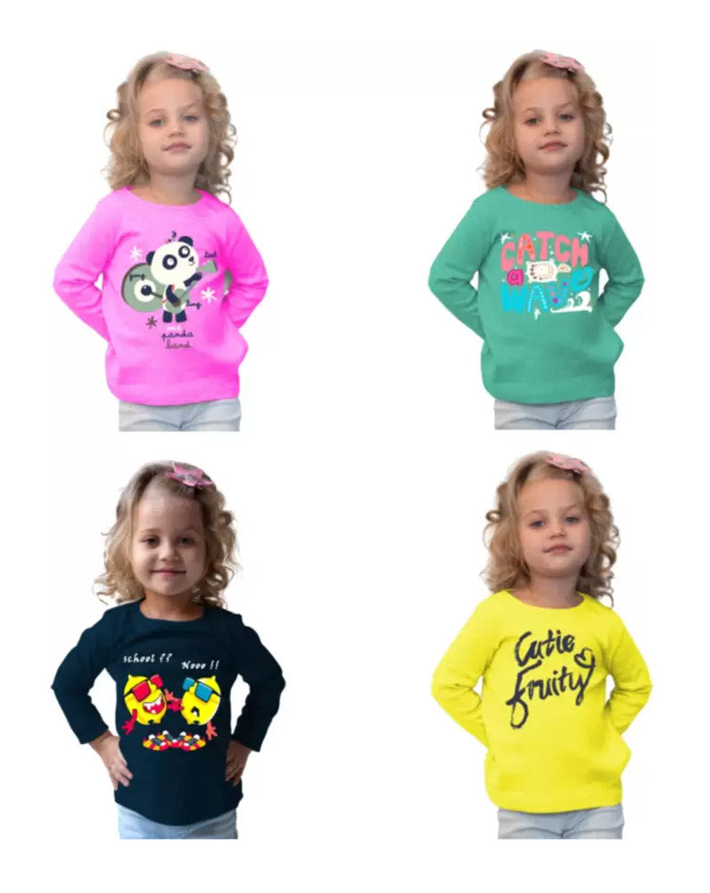 Kids girls Full Sleeve T-shirt combo ( Pack of 4 )