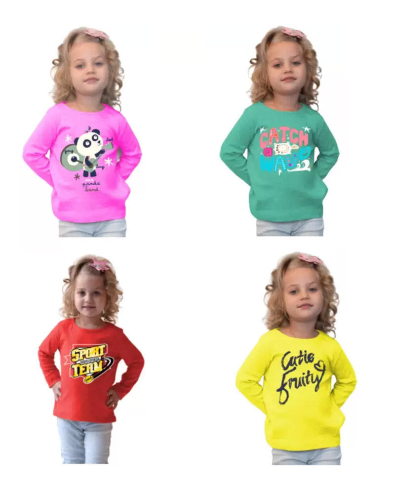 Kids girls Full Sleeve T-shirt combo ( Pack of 4 )