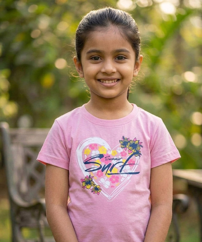 Girls Printed Half Sleeve Cotton Tshirt