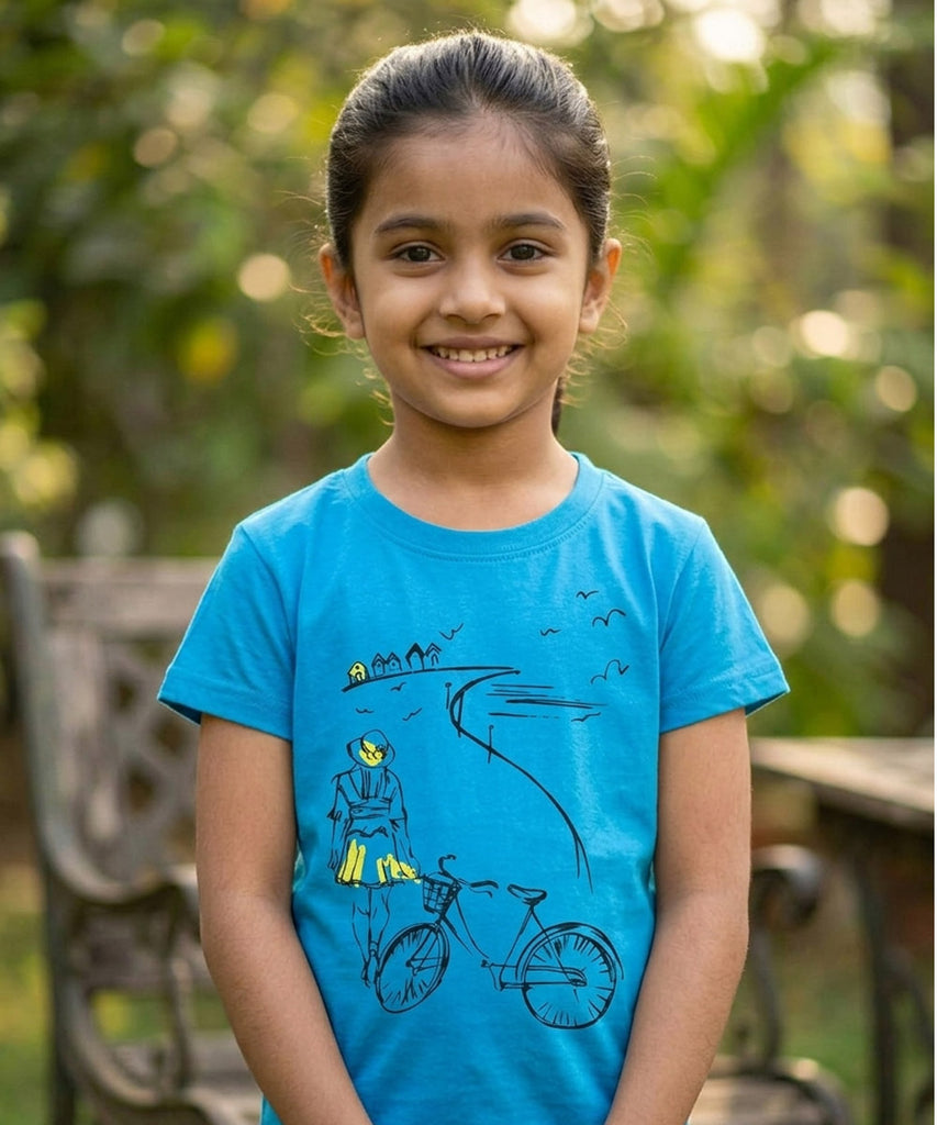 Girls Printed Half Sleeve Cotton Tshirt