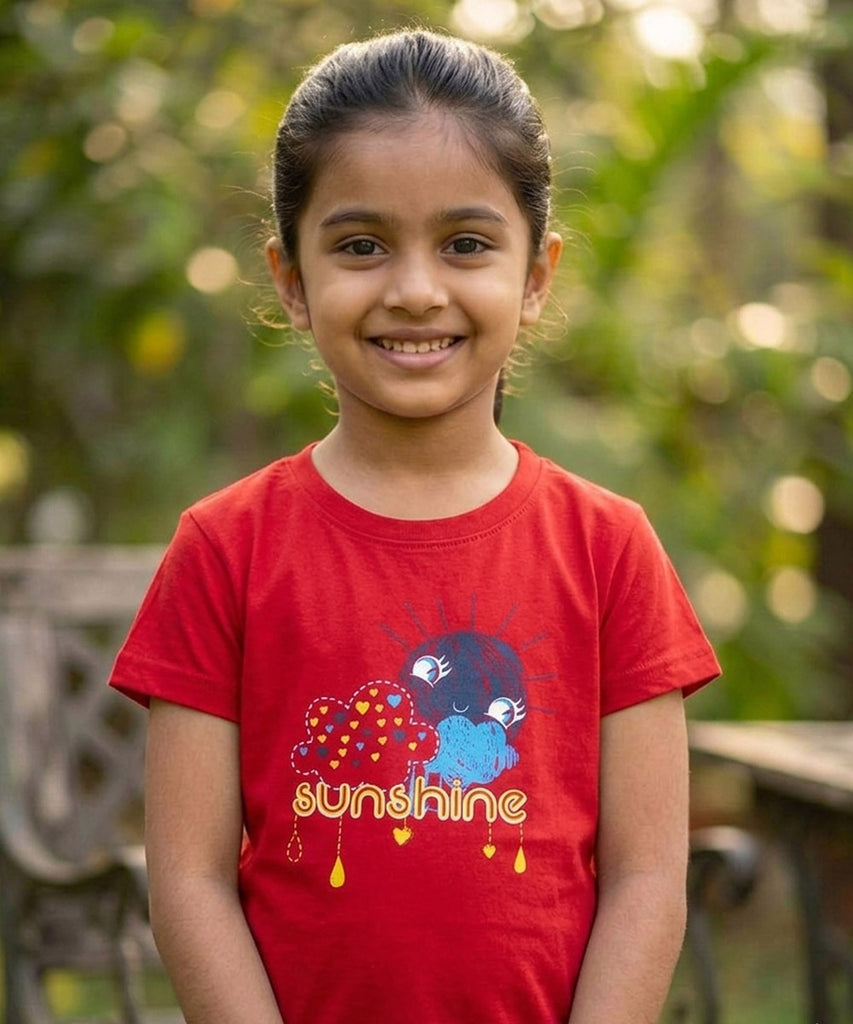 Girls Printed Half Sleeve Cotton Tshirt