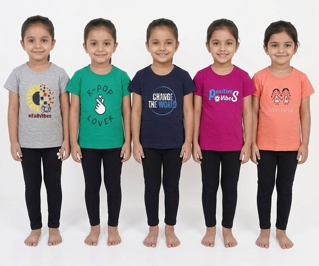 Girl Kids Half Sleeve Cotton T-Shirt