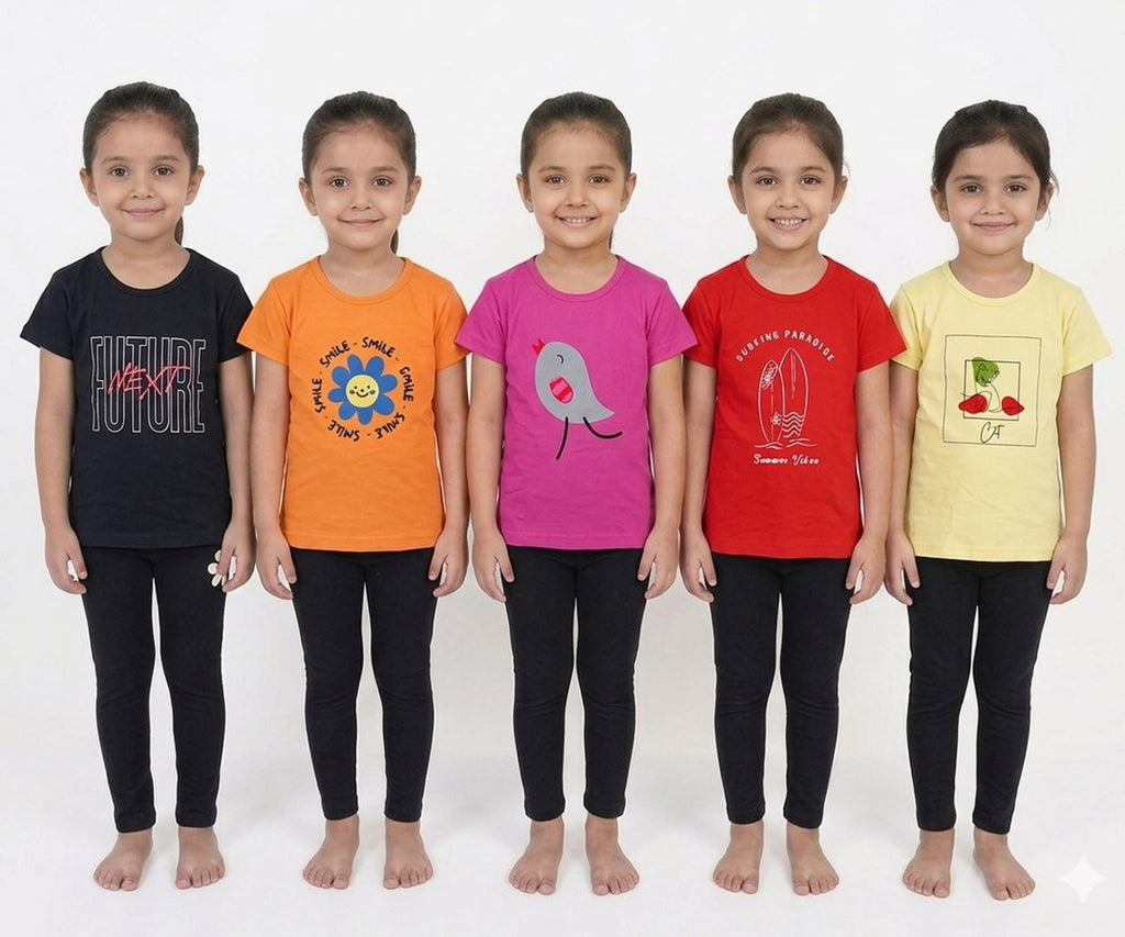 Girl Kids Half Sleeve Cotton T-Shirt