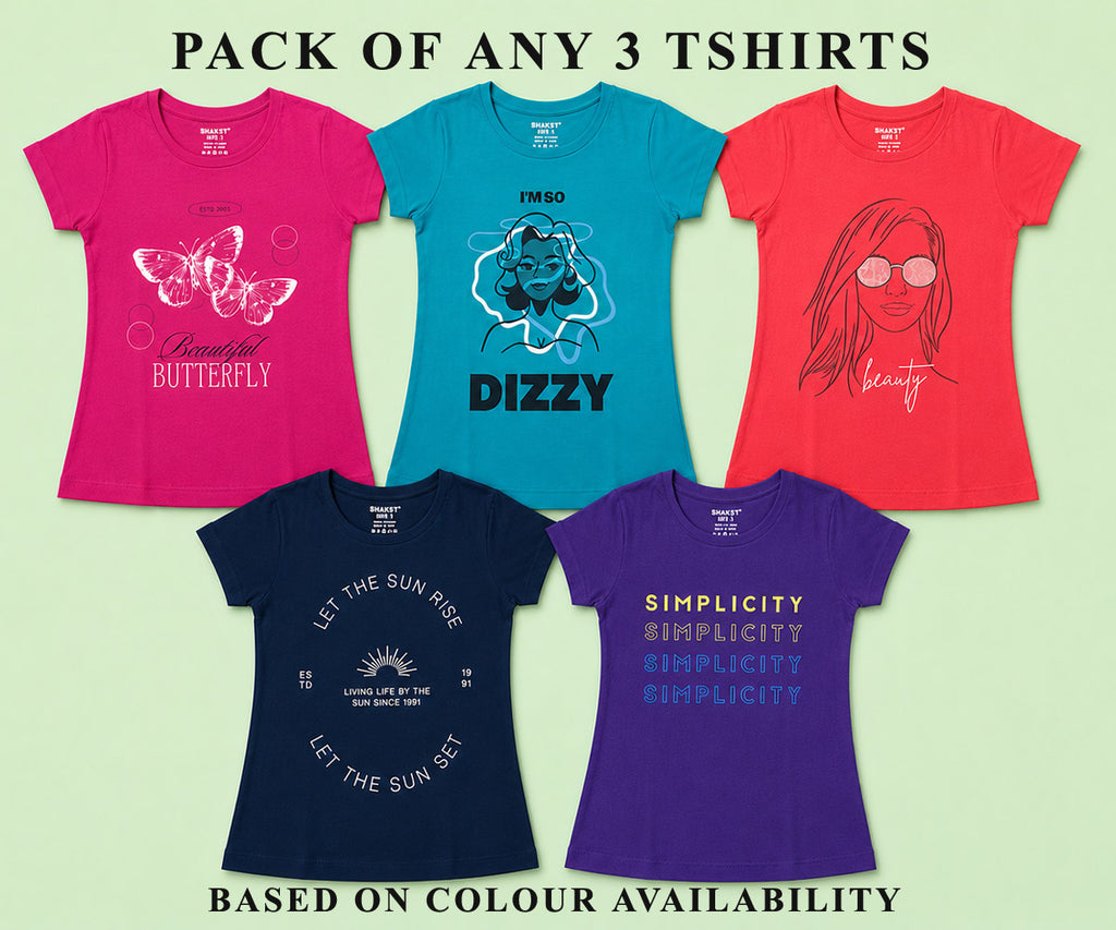 Girl Kids Half Sleeve Cotton T-Shirt  - Combo