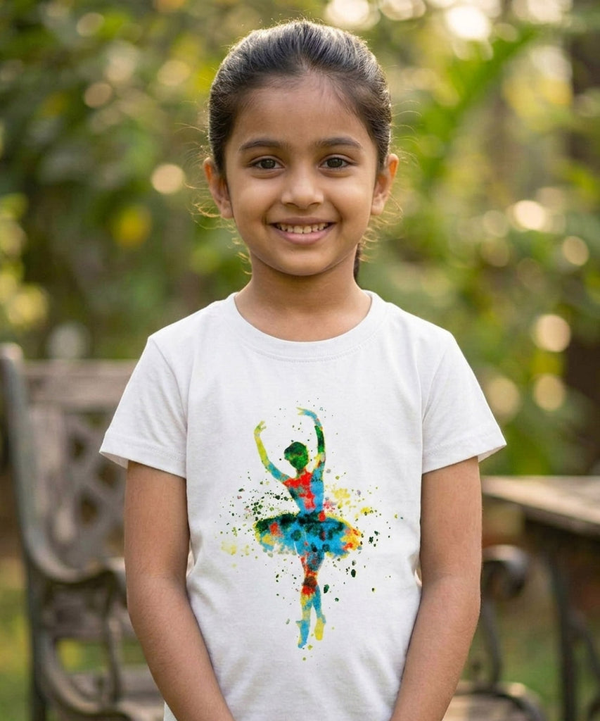Girls Printed Half Sleeve Cotton Tshirt