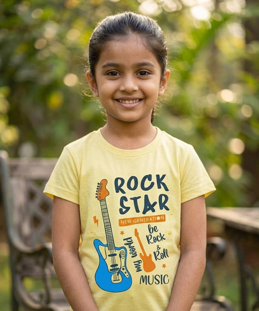 Girls Printed Half Sleeve Cotton Tshirt